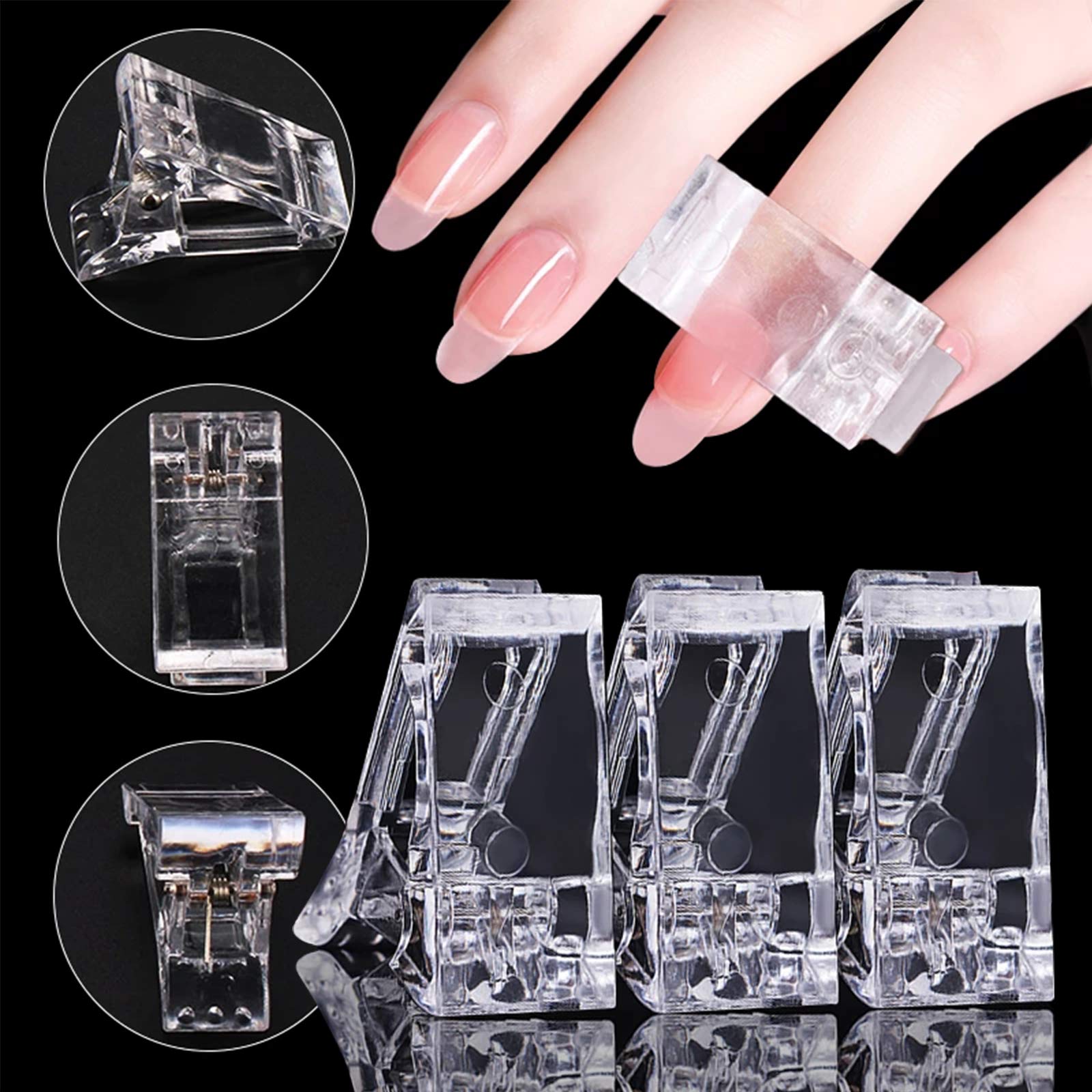 Dockapa Nail Tips Clip for Quick Building Polygel Nail Forms Nail Clips for Polygel Finger Nail Extension UV LED Builder Clamps Manicure Nail Art Tool