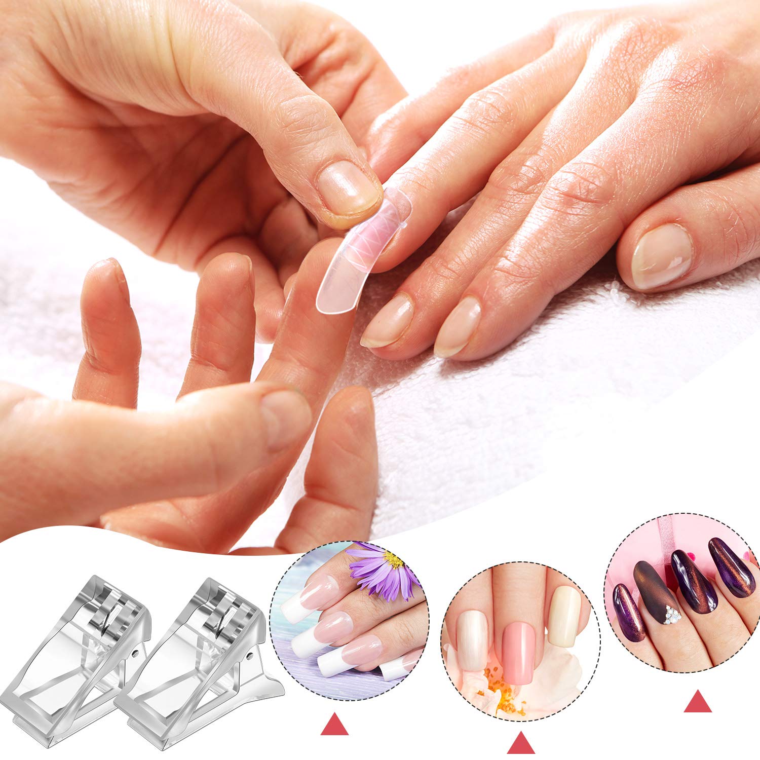 Dockapa Nail Tips Clip for Quick Building Polygel Nail Forms Nail Clips for Polygel Finger Nail Extension UV LED Builder Clamps Manicure Nail Art Tool