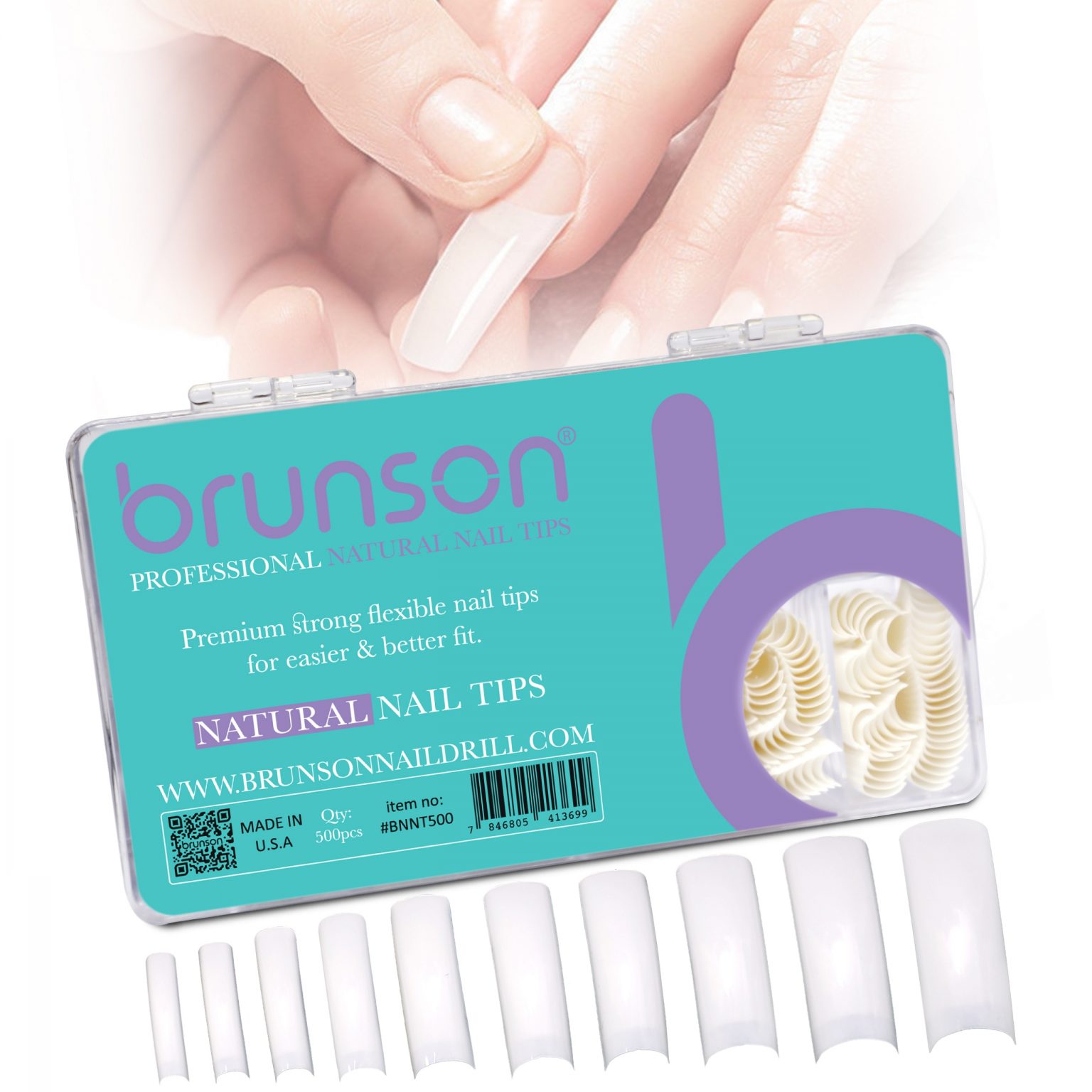 Natural Fake Nail Tips 500pcs With Nail Glue Brunson