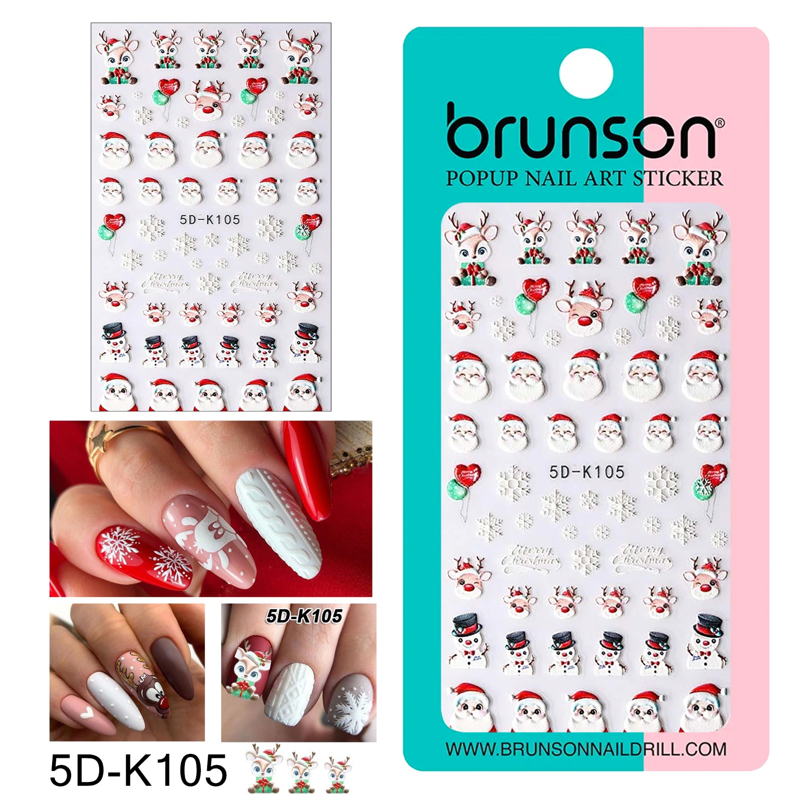 5D Christmas Nail Art Stickers 5D-K105