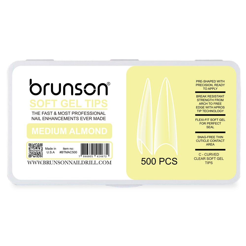 Brunson-Soft Gel-Nail Tips-Long-Stilletto-C-Curved Soft Gel Tips-BTMAC500-Brunson