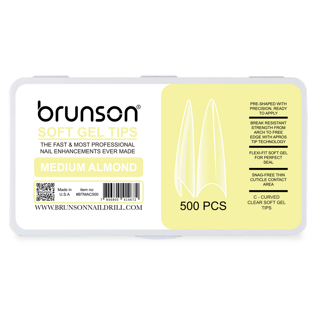 Brunson-Soft Gel-Nail Tips-Medium-Almond-C-Curved Soft Gel Tips-BTMAC500-Brunson