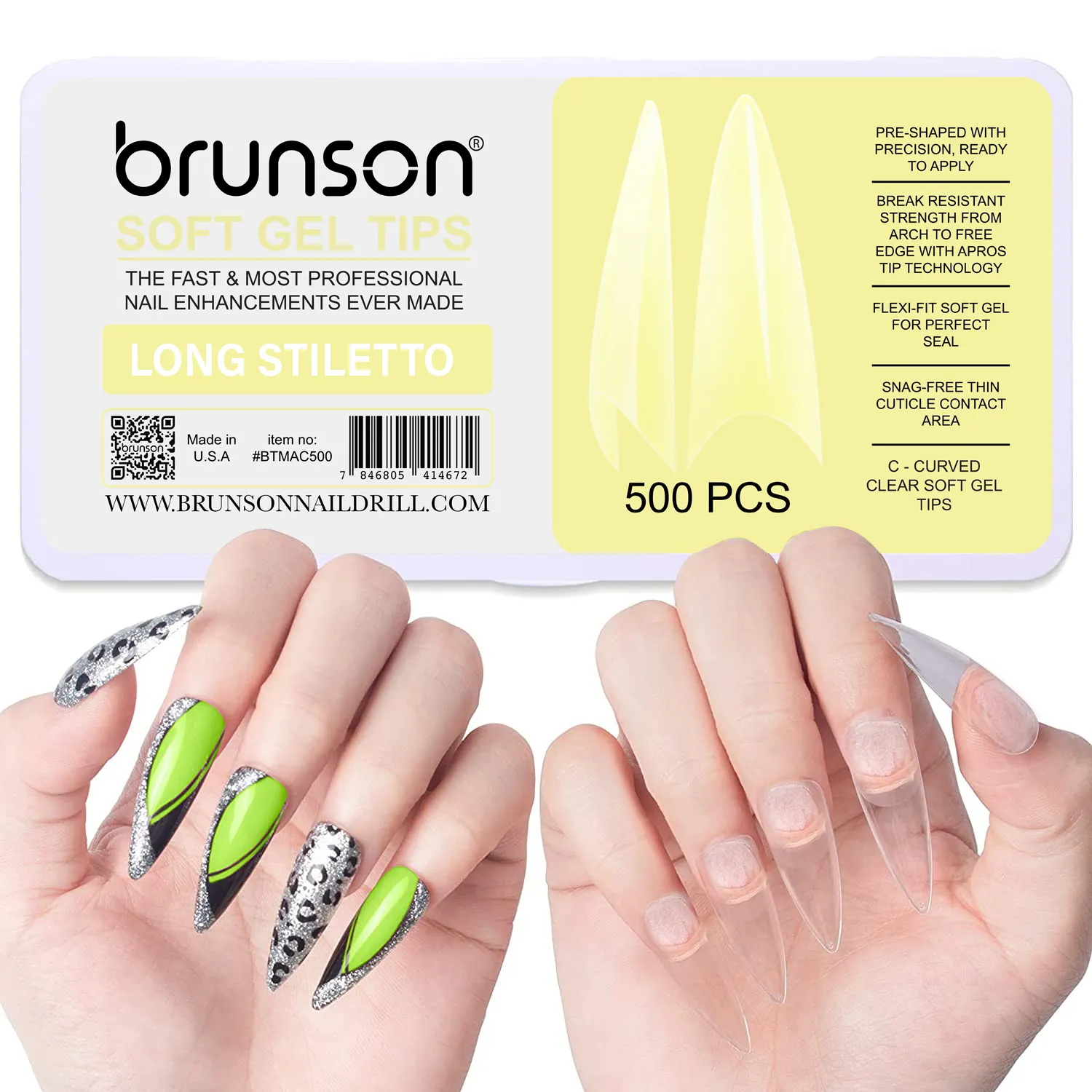 Soft Gel Nail Tips Long-Stiletto