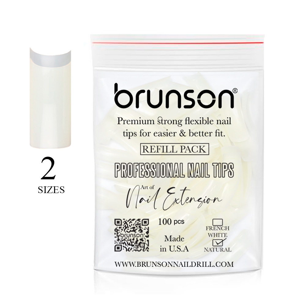 Classic French-White Professional-Nail Tips-Refill Pack(2 sizes)-CLFCW2-Brunson