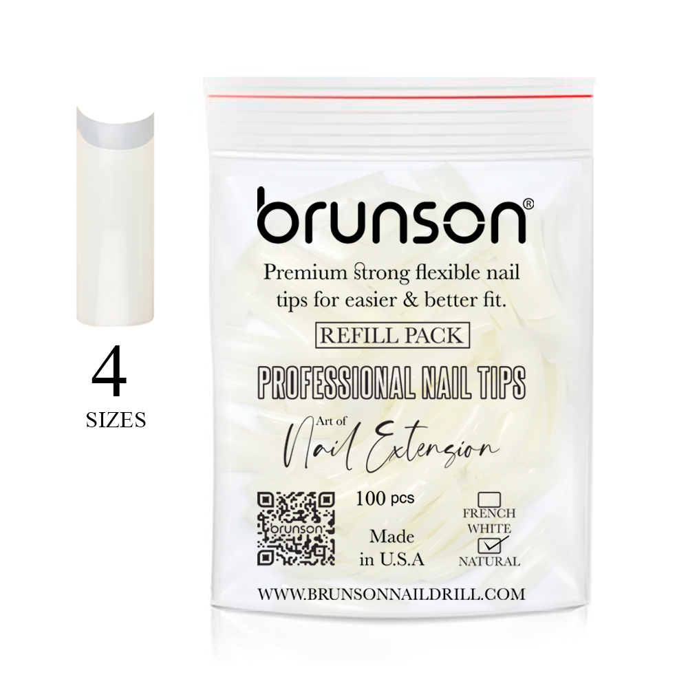 Classic French-White Professional-Nail Tips-Refill Pack(4 sizes)-CLFCW4-Brunson