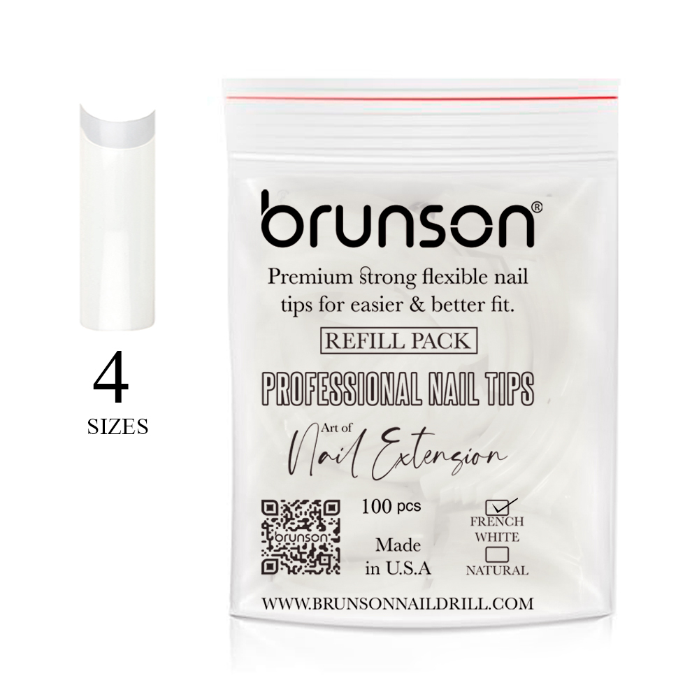 Classic French-Natural Professional-Nail Tips-Refill Pack(4 sizes)-CLFCN4-Brunson