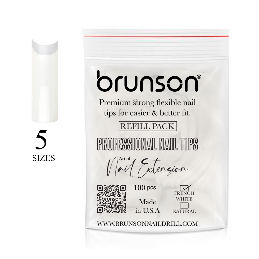 Classic French-Natural Professional-Nail Tips-Refill Pack(5 sizes)-CLFCN5-Brunson