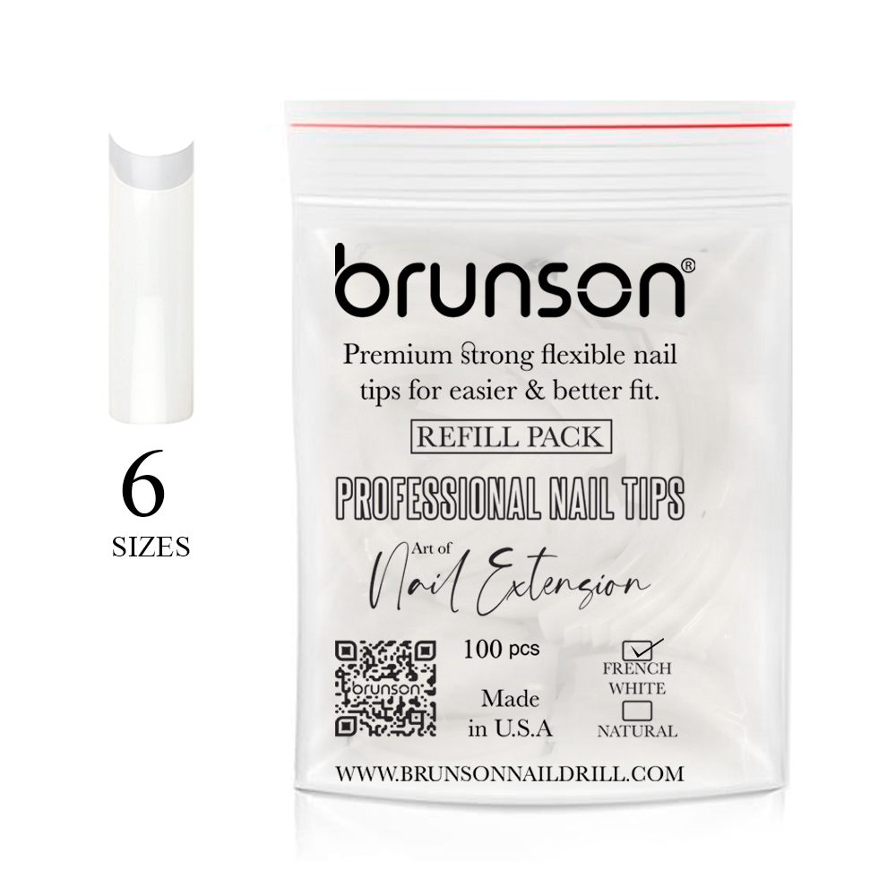 Classic French-Natural Professional-Nail Tips-Refill Pack(6 sizes)-CLFCN6-Brunson