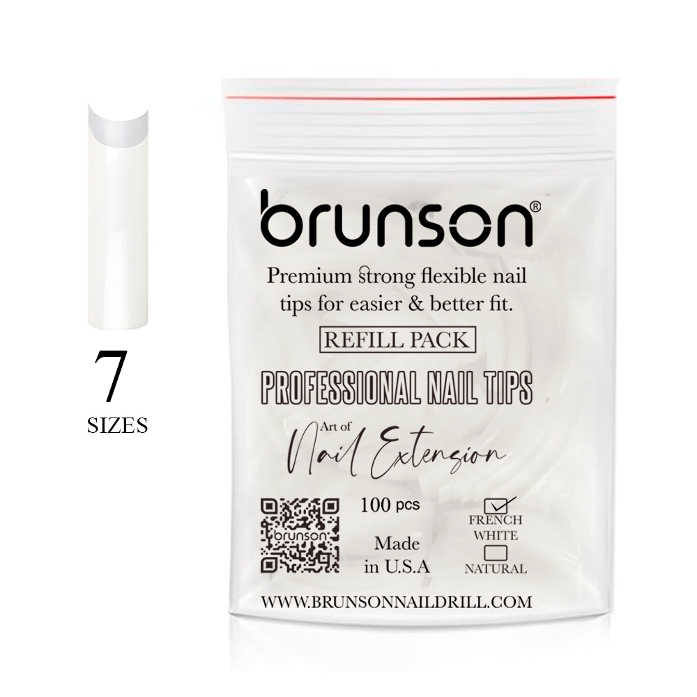 Classic French-Natural Professional-Nail Tips-Refill Pack(7 sizes)-CLFCN7-Brunson