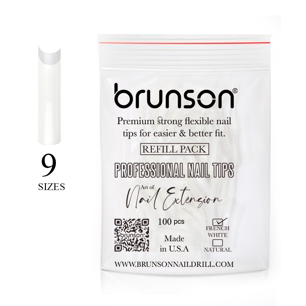 Classic French-Natural Professional-Nail Tips-Refill Pack(9 sizes)-CLFCN9-Brunson