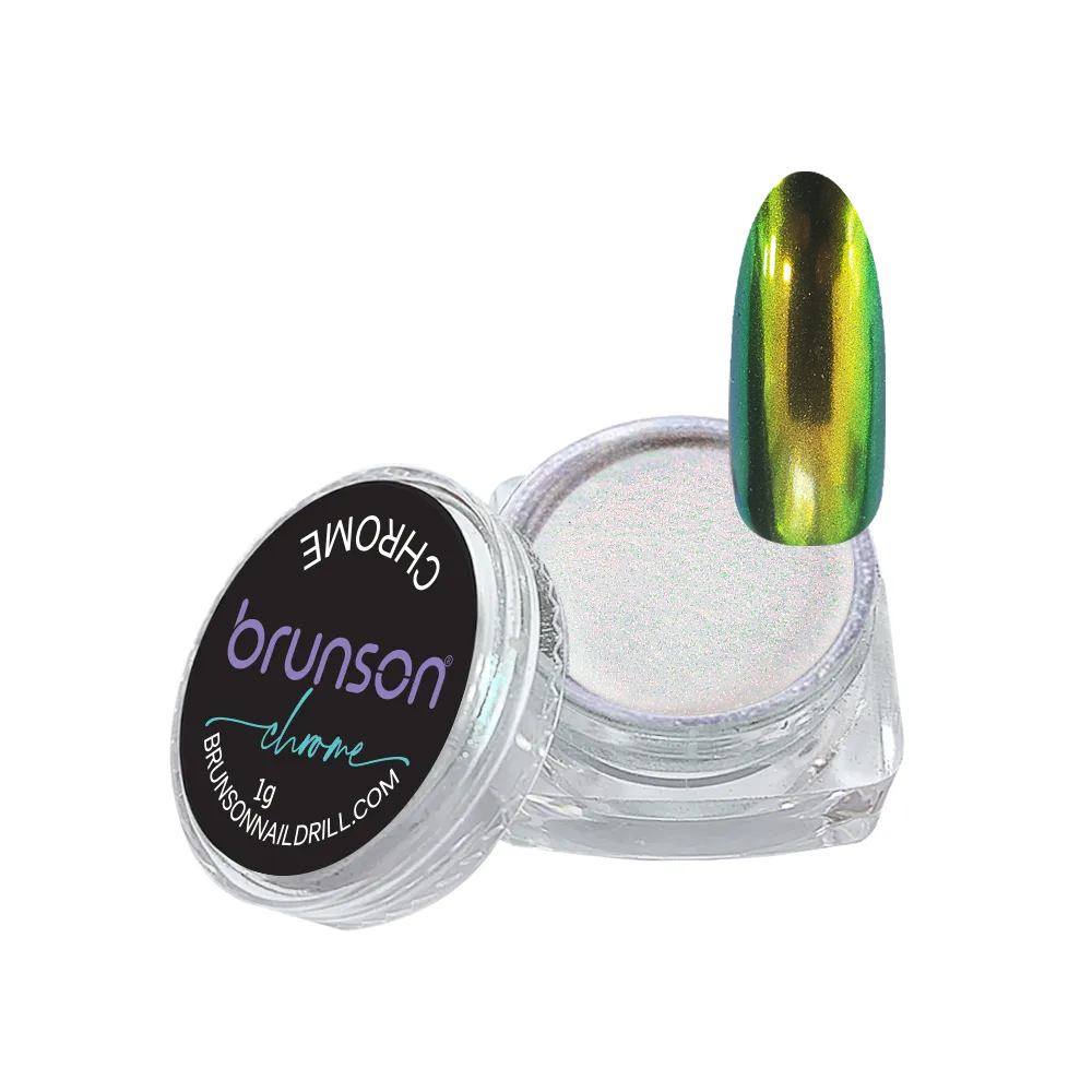 Chrome-nail-powder-Gradient-Green-Leaf-Brunson