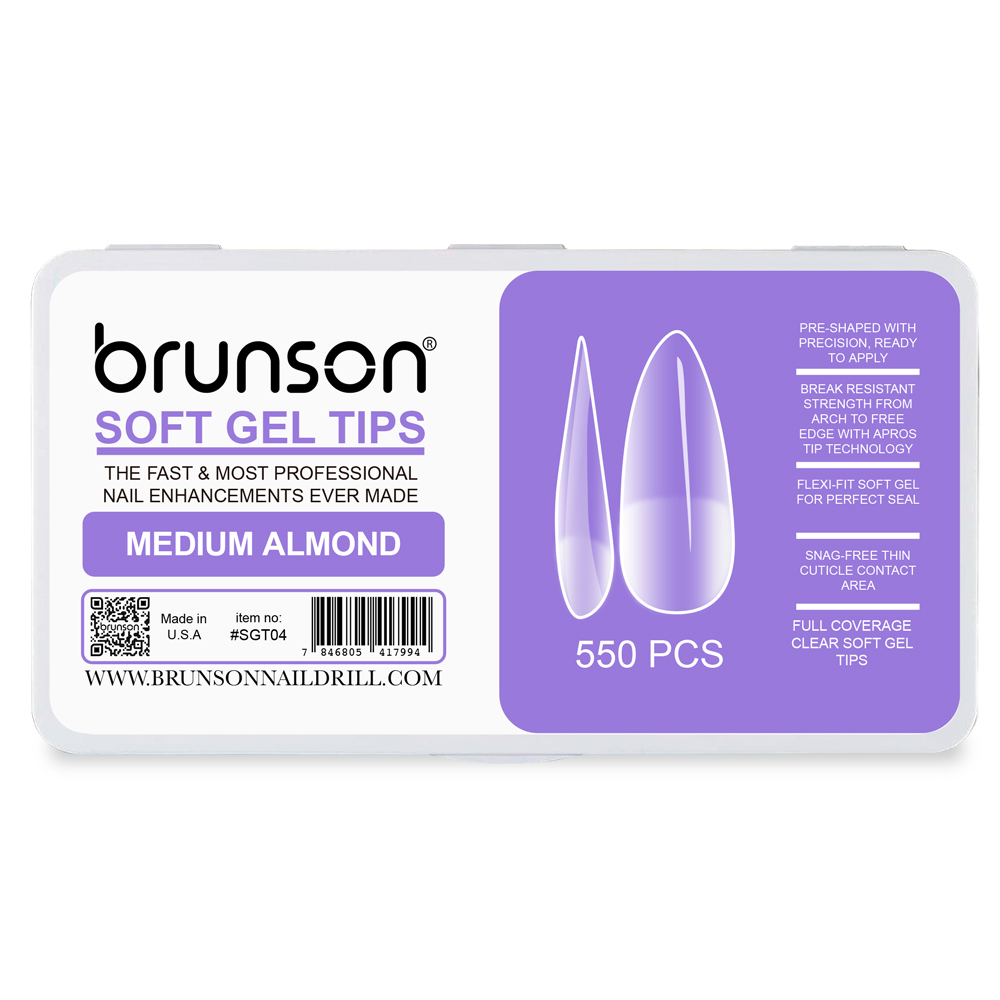 Brunson-Soft Gel-Nail Tips-Medium-Almond-C-Curved Soft Gel Tips-SGT04-Brunson
