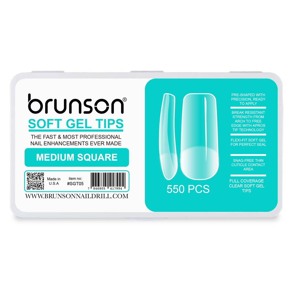 Brunson-Soft Gel-Nail Tips-Medium-Square-Full Coverage-Soft Gel Tips-SGT05-Brunson