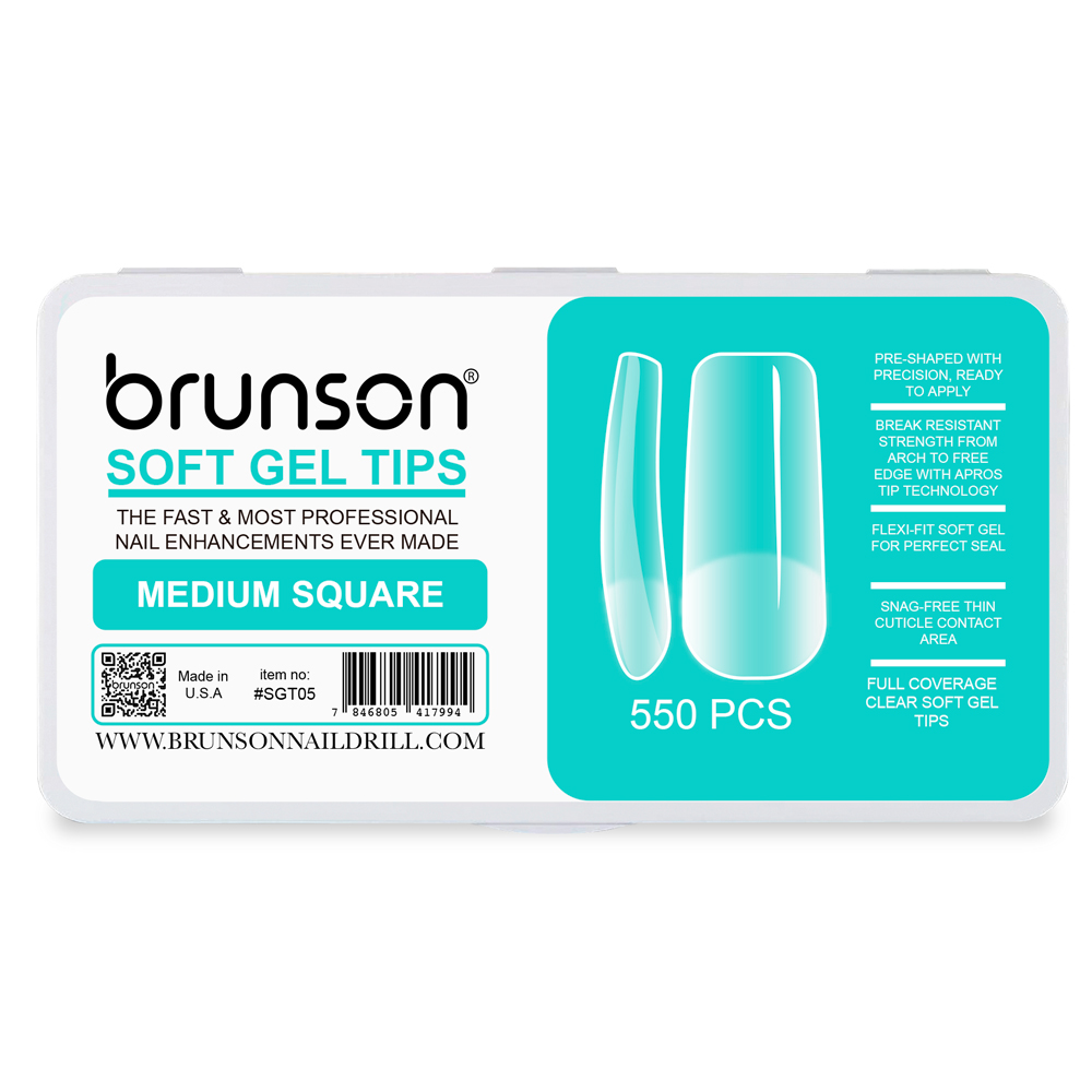 Soft Gel Nail Tips, Medium Square Full Coverage Soft Gel Tips-SGT05-Brunson