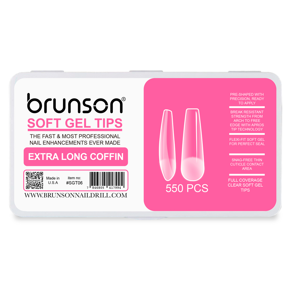 Brunson-Soft Gel-Nail Tips-Extra Long-Coffin-C-Curved Soft Gel Tips-SGT06-Brunson