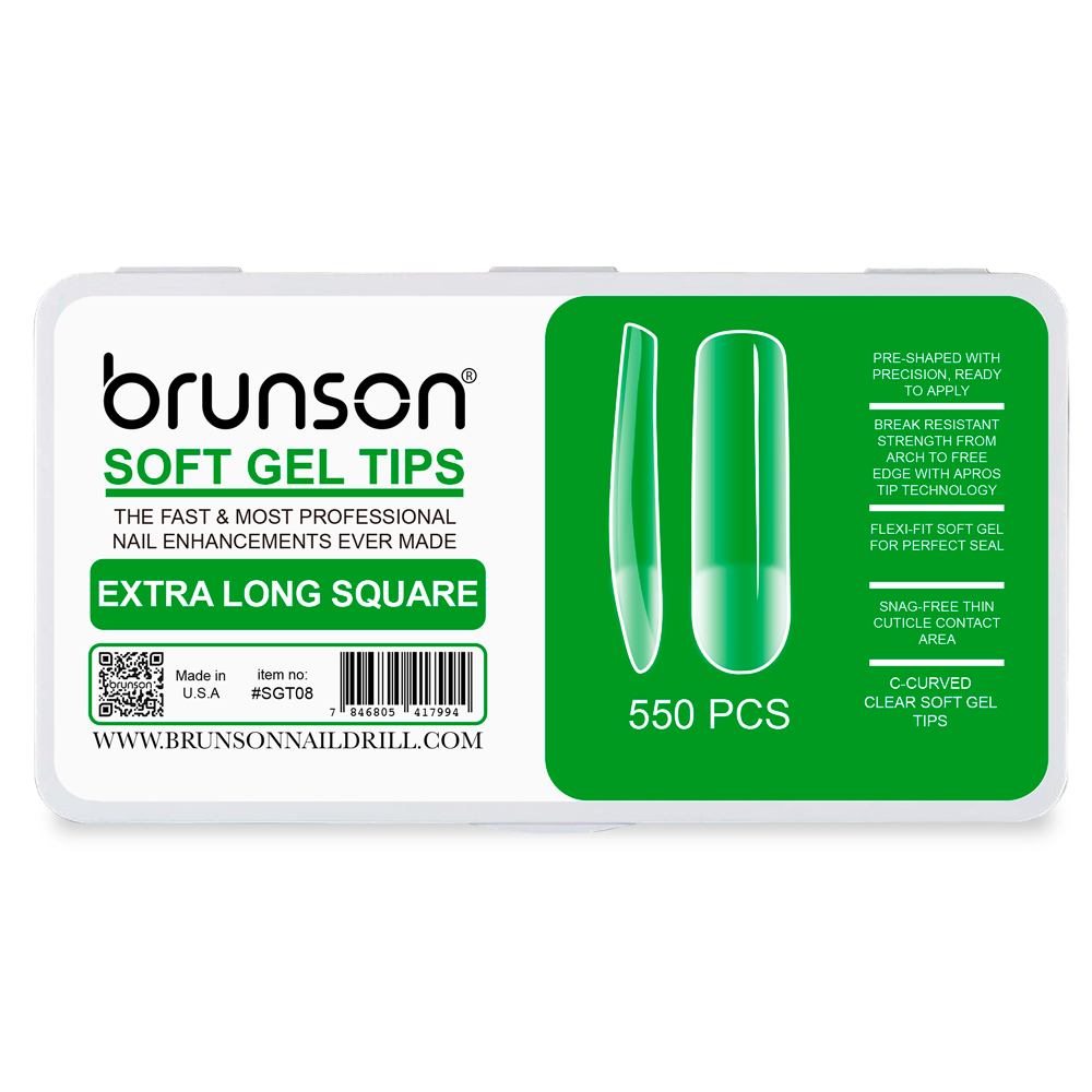 Brunson-Soft Gel-Nail Tips-Extra Long-Square-C-Curved Soft Gel Tips-SGT08-Brunson