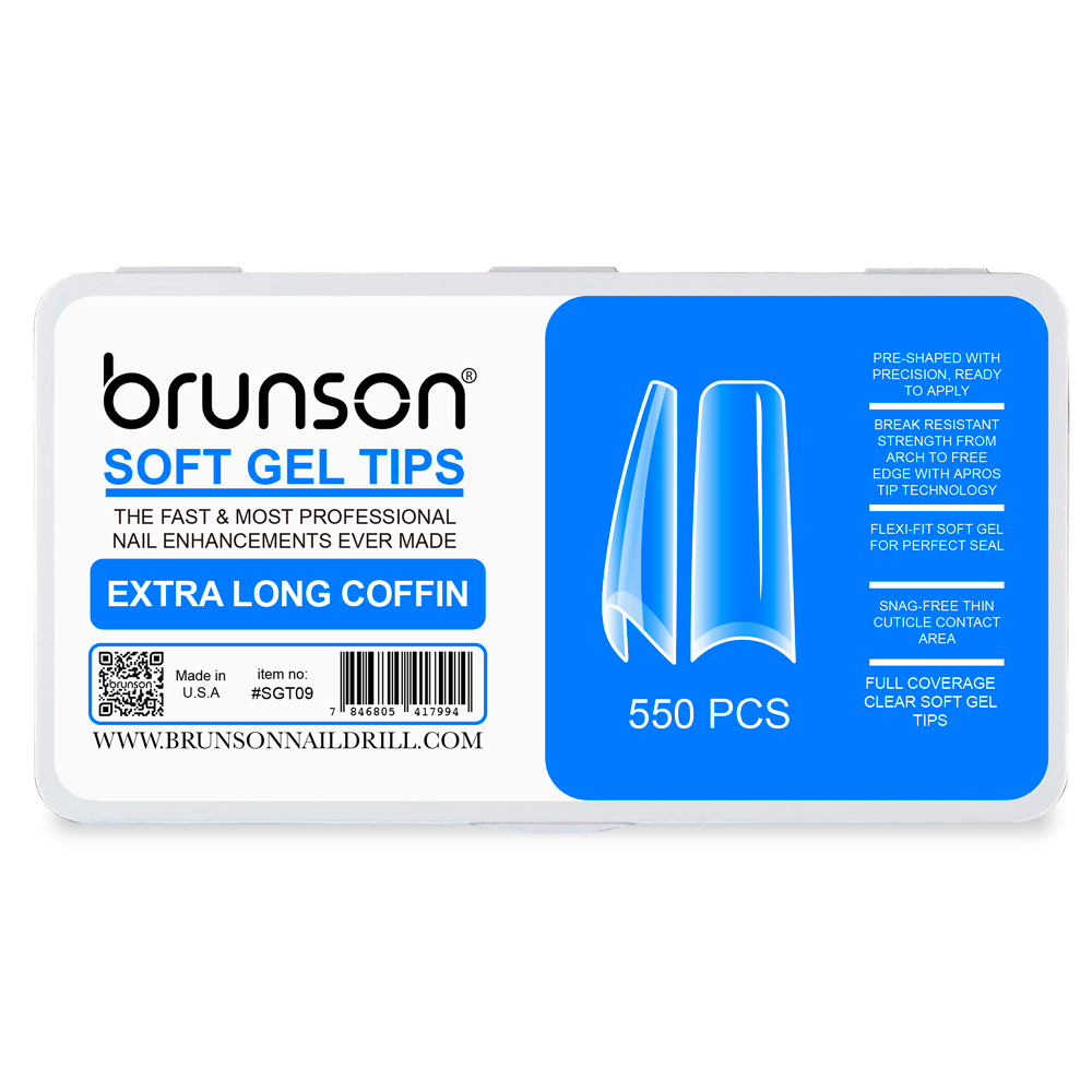 Brunson-Soft Gel-Nail Tips-Extra Long-Coffin-C-Curved Soft Gel Tips-SGT09-Brunson