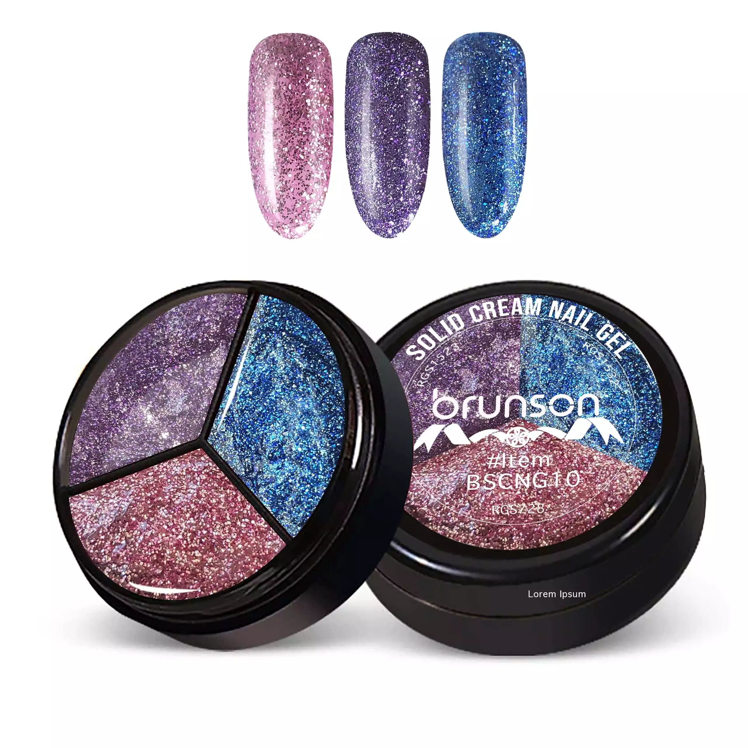 3 Colors Glitter Solid Cream Nail Gel | Manicure Gel | Brunson