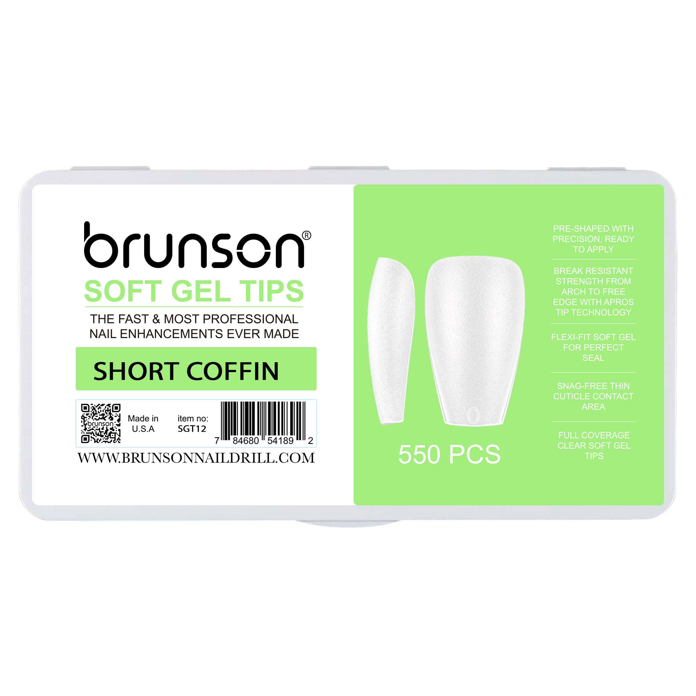 Brunson Short Coffin Shaped Soft Gel Nail Tips