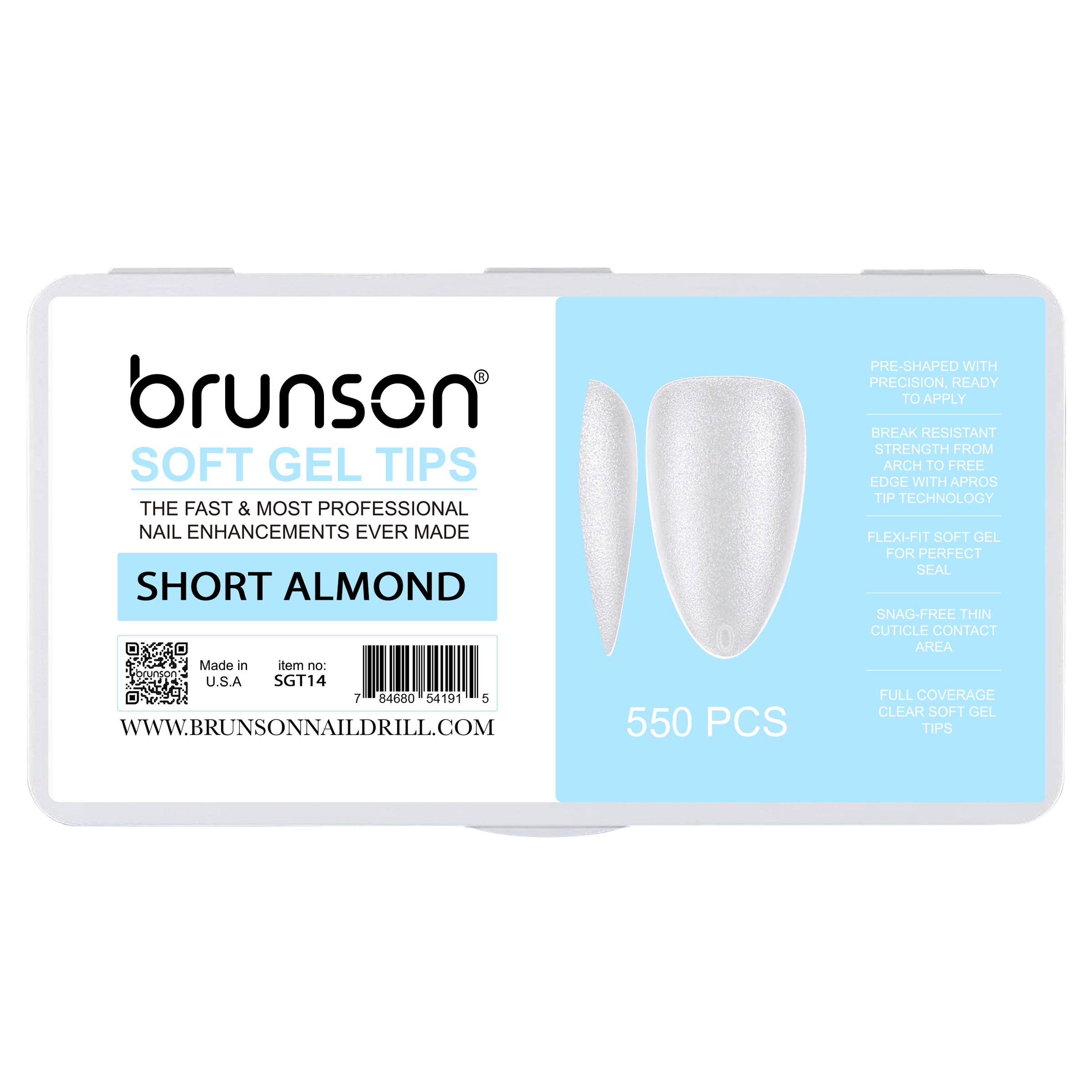 Short Almond Shape Soft Gel Nail Tips