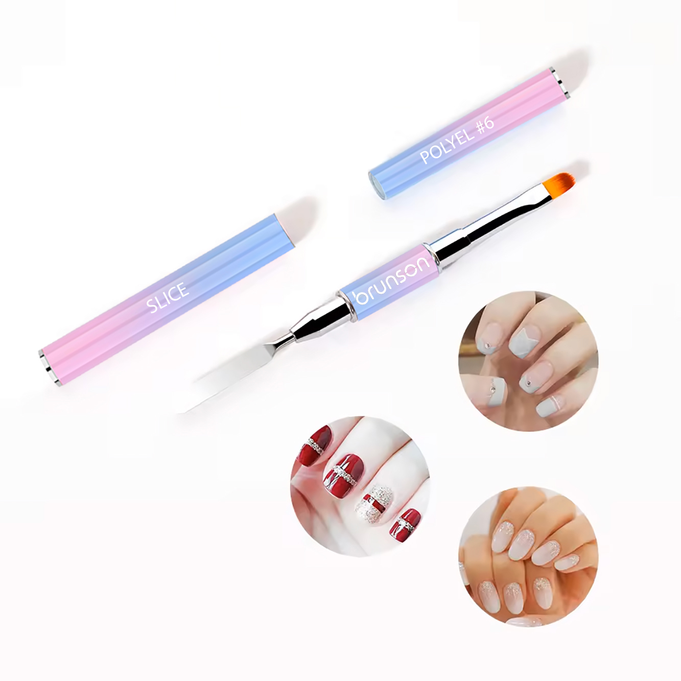 Double Ended Poly Gel Brush and Picker(Pink with Blue)