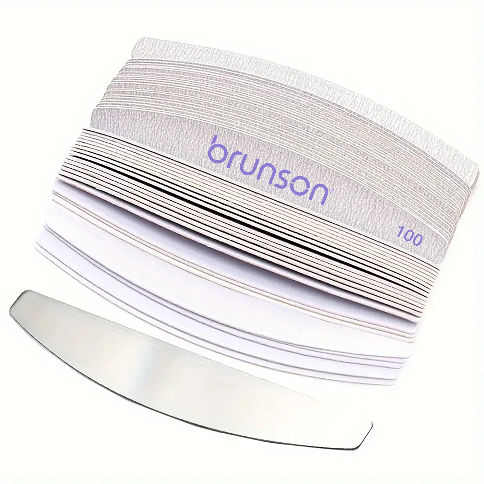 Half Moon Zebra Nail File with Steel Base Grit-100