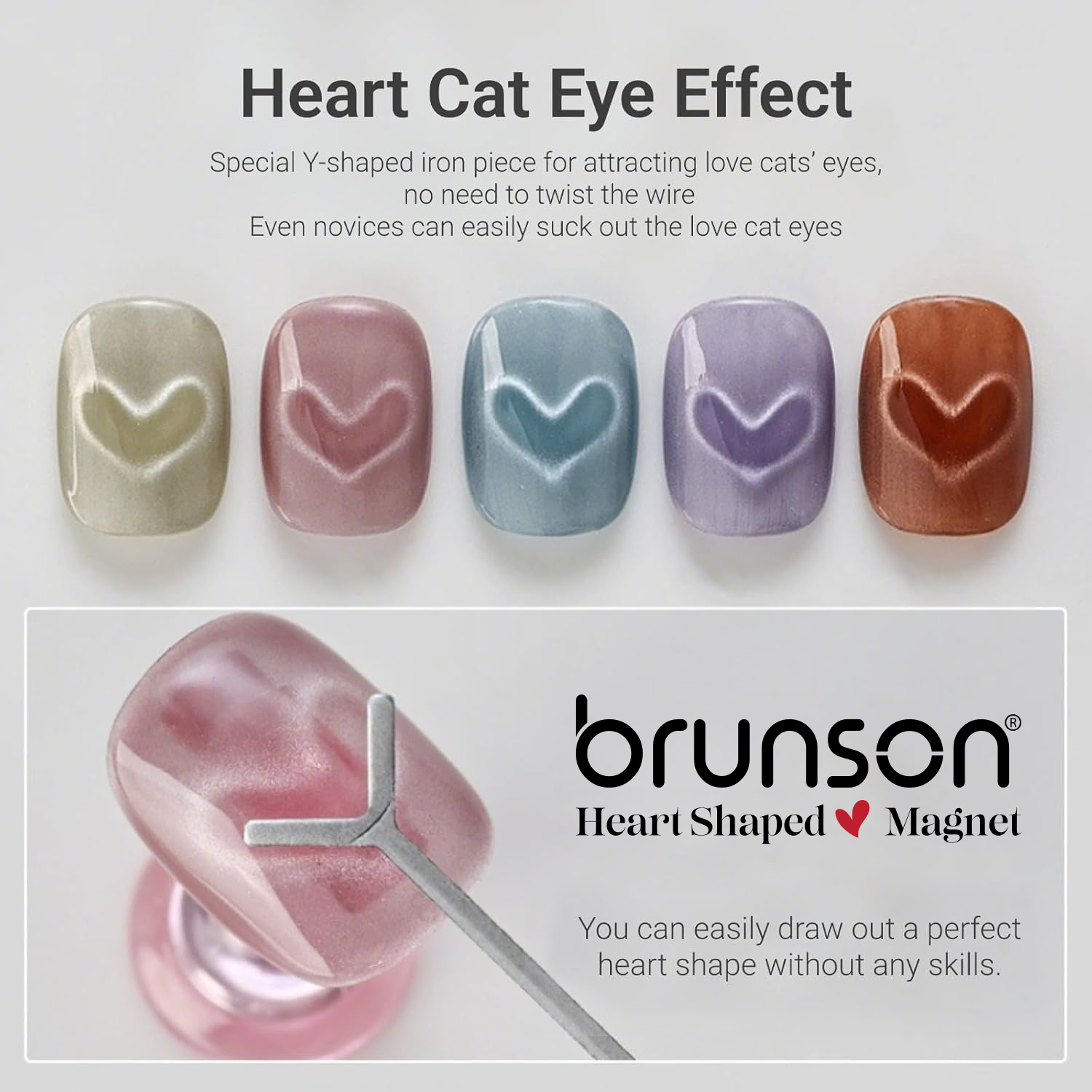 04 Heart Cat-Eye Effect | Heart cat eye nail art