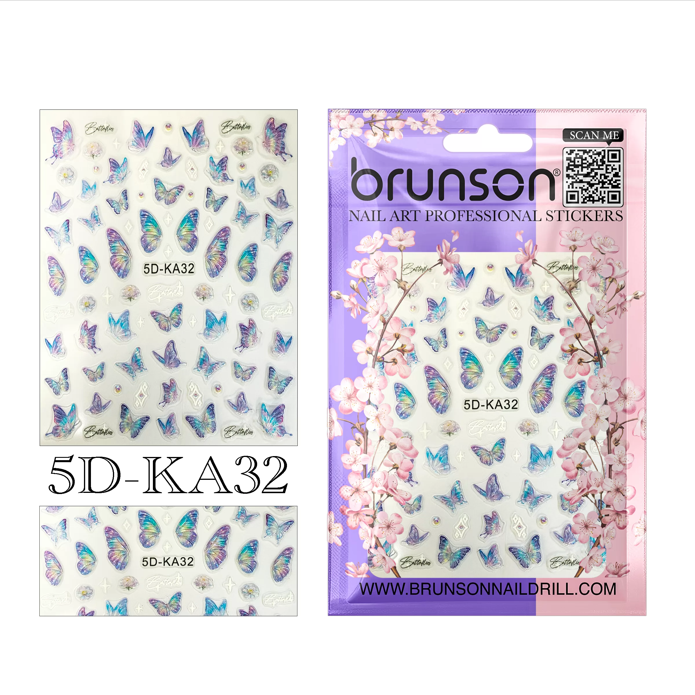 Butterfly Nail Art Sticker 5D-KA32