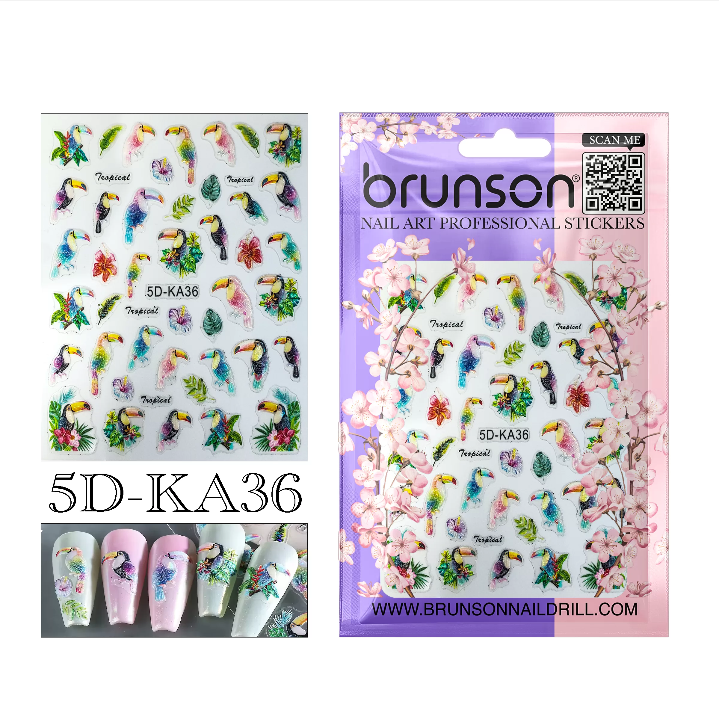 Bird Nail Art Sticker -Tropical Woodpecker