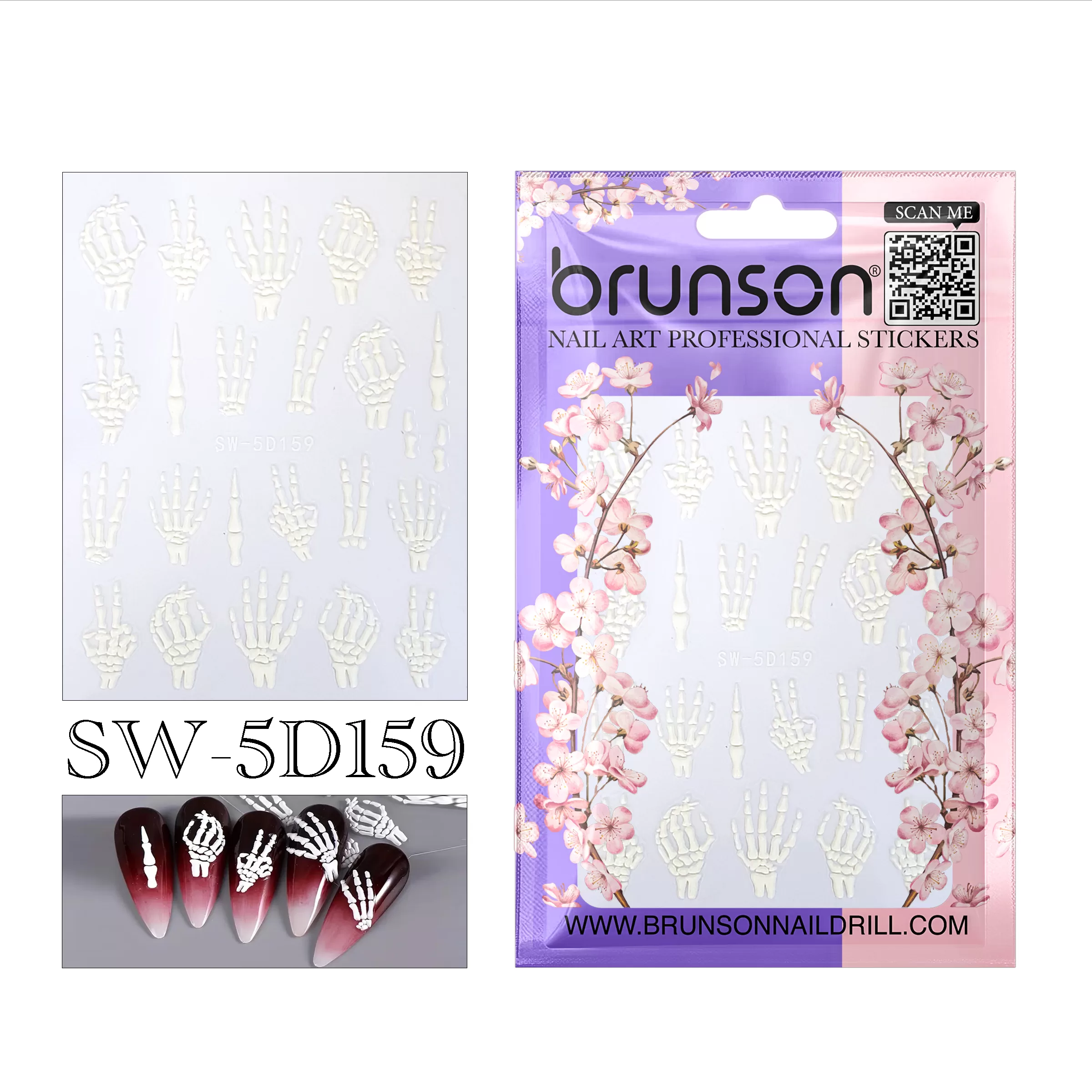 Skull Nail Stickers for Halloween Nail Art