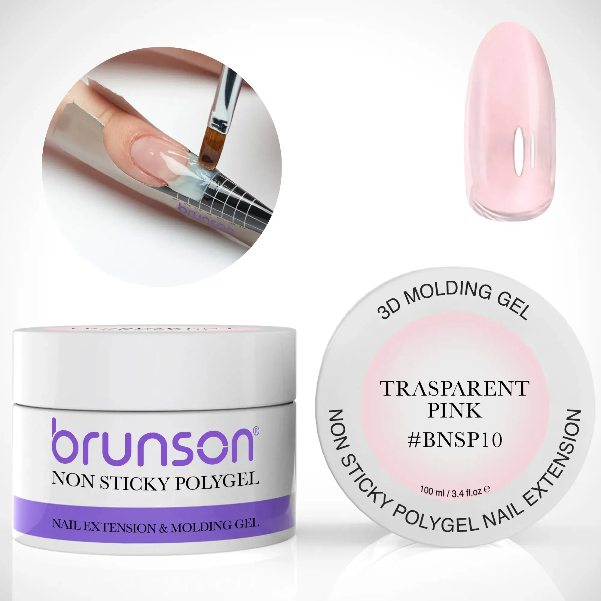 Transparent Pink Non-Sticky Polygel