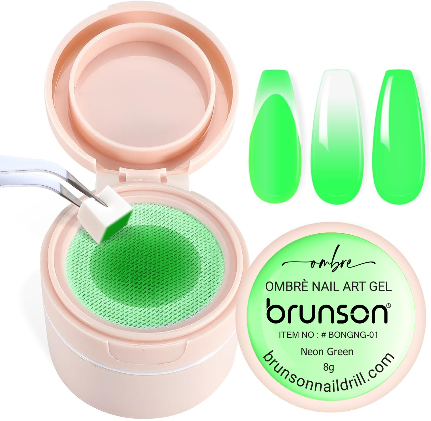 Neon Green Ombre Nail Art Gel