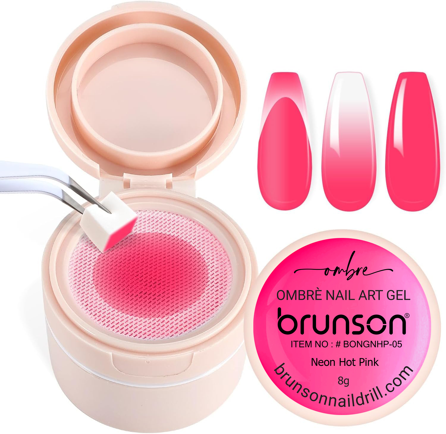 Neon Hot Pink Ombre Nail Art Gel