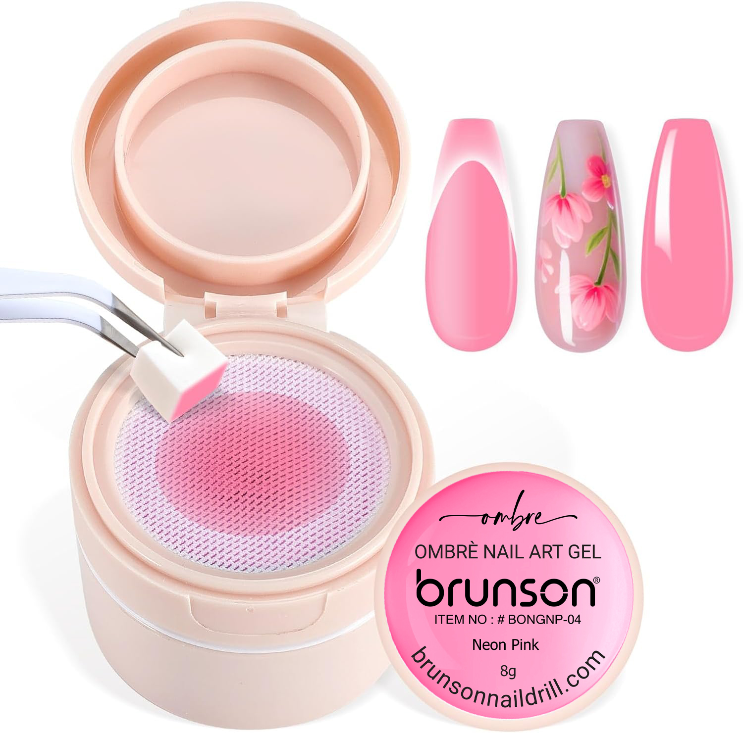 Neon Pink Ombre Nail Art Gel