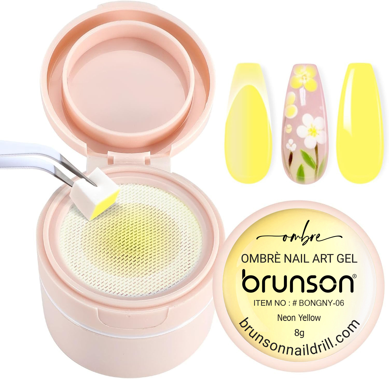 Neon Yellow Ombre Nail Art Gel