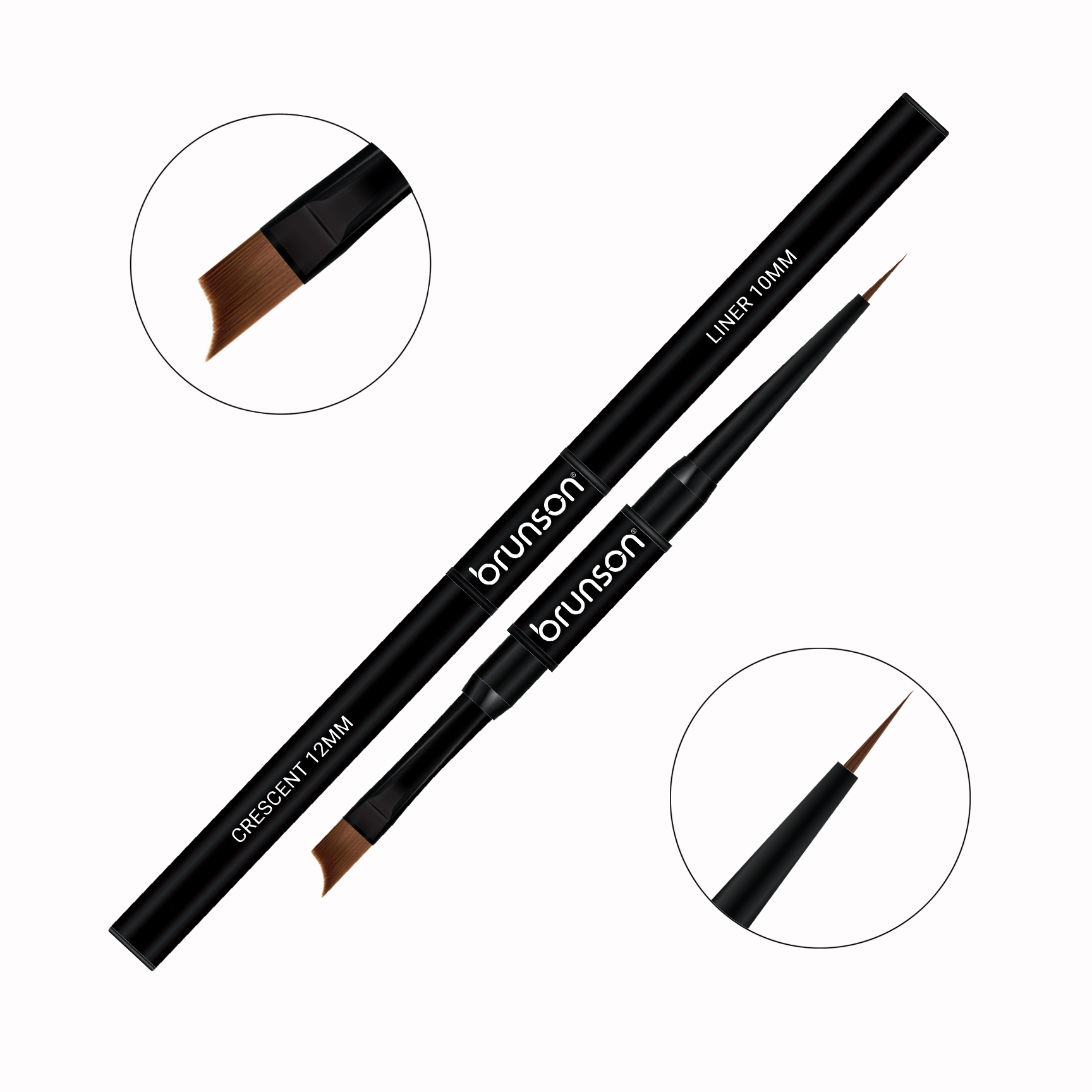 Dual-Sided Nail Art Brush - Crescent 12mm & Liner 10mm