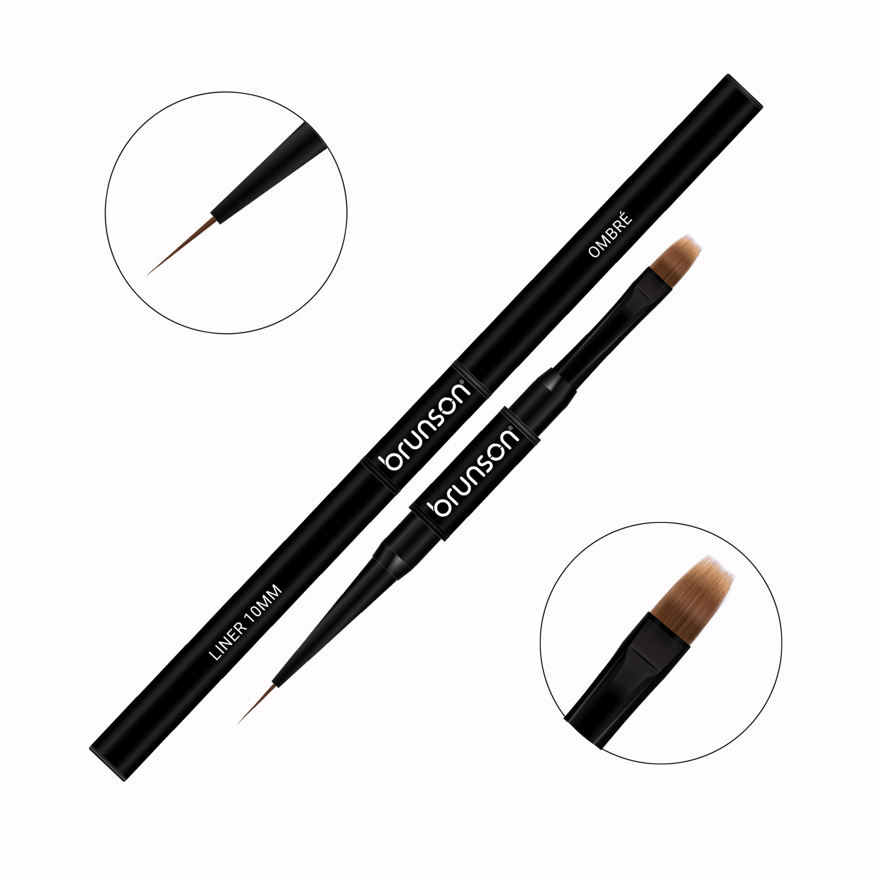Dual-Sided Nail Art Brush - Liner 10mm & Ombré