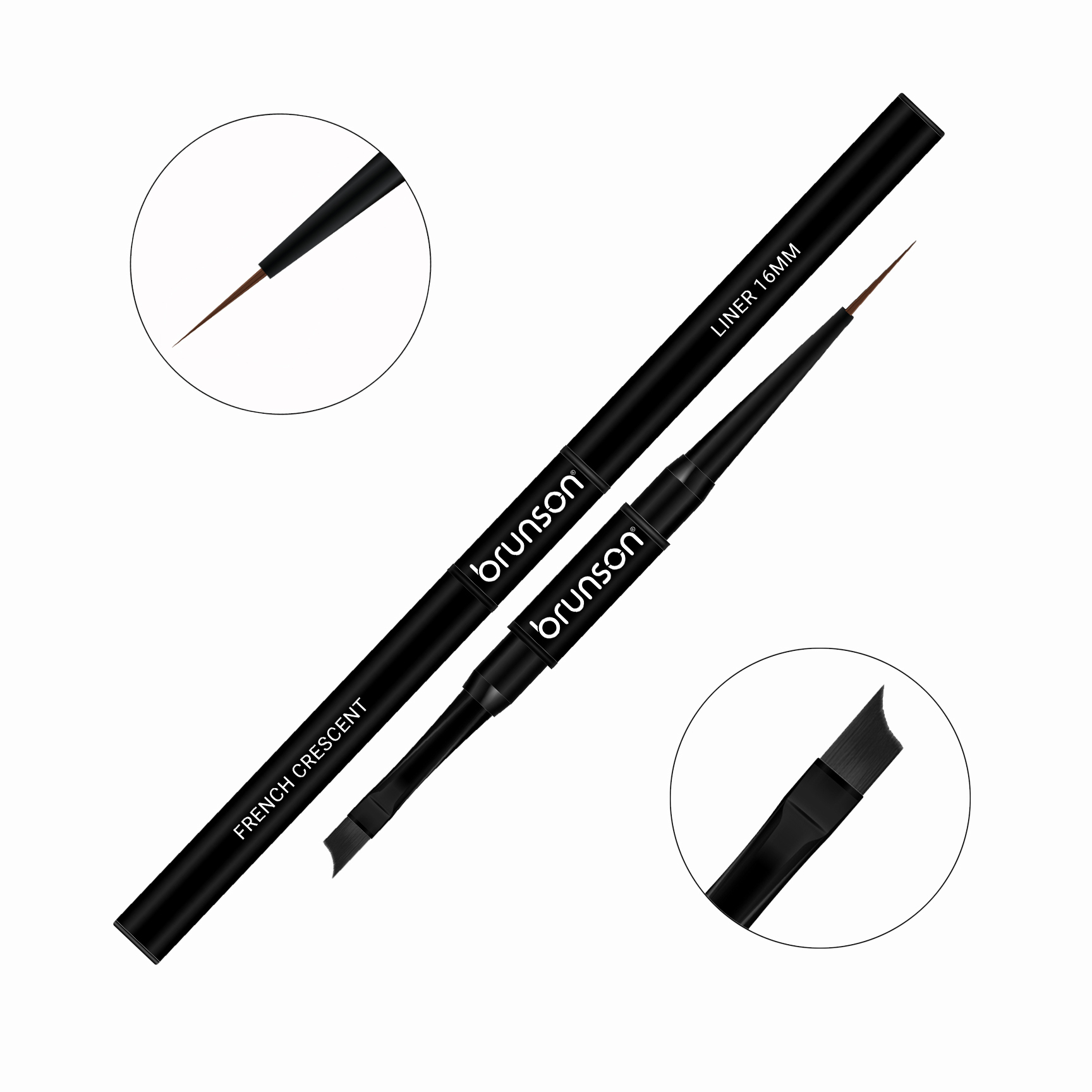 Dual-Sided Nail Art Brush - French Crescent & Liner 16mm