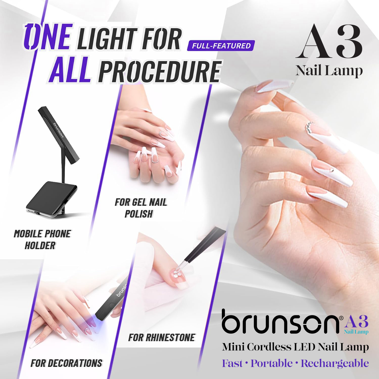 mini-led-gel-curing-lamp07 Brunson A3 nail lamp with detachable phone holder stand