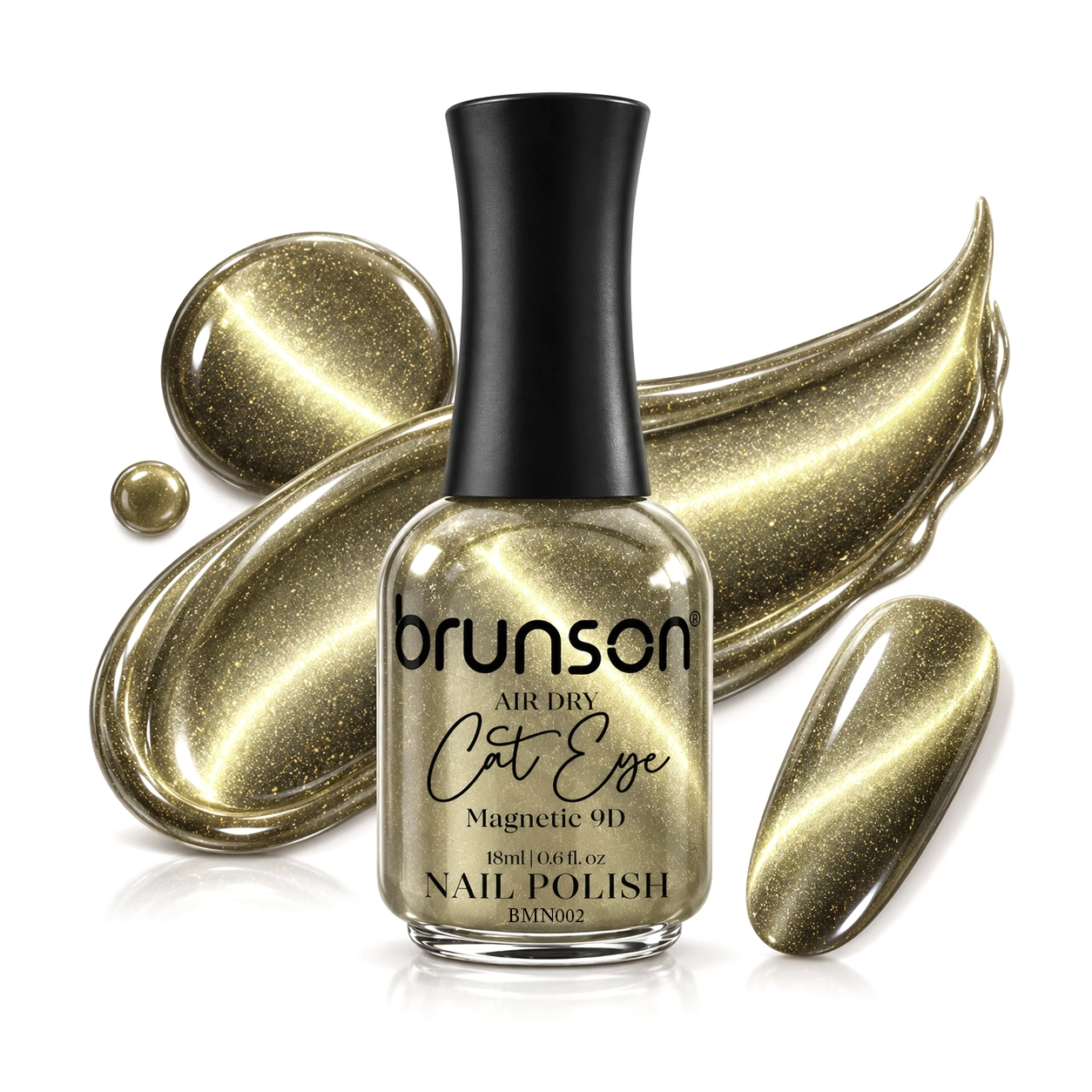 gold magnetic cat eye nail polish | Brunson Air Dry Cat Eye Nail Polish