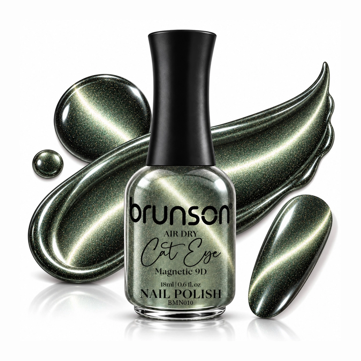 Olive Green Cat Eye Nail Polish | Air Dry Cat Eye Nail Polish