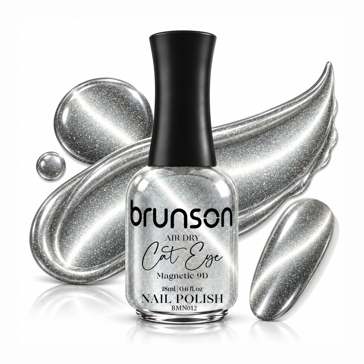 silver cat eye air dry magnetic nail polish