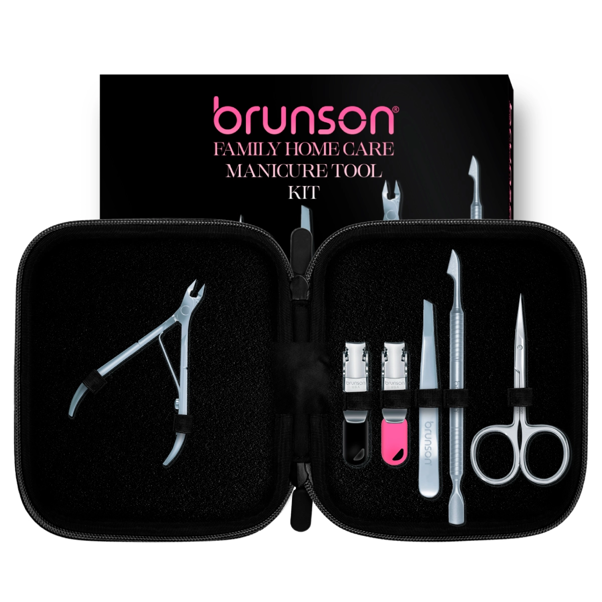 Brunson Family Home Care Manicure Kit with two nail clippers and tweezer